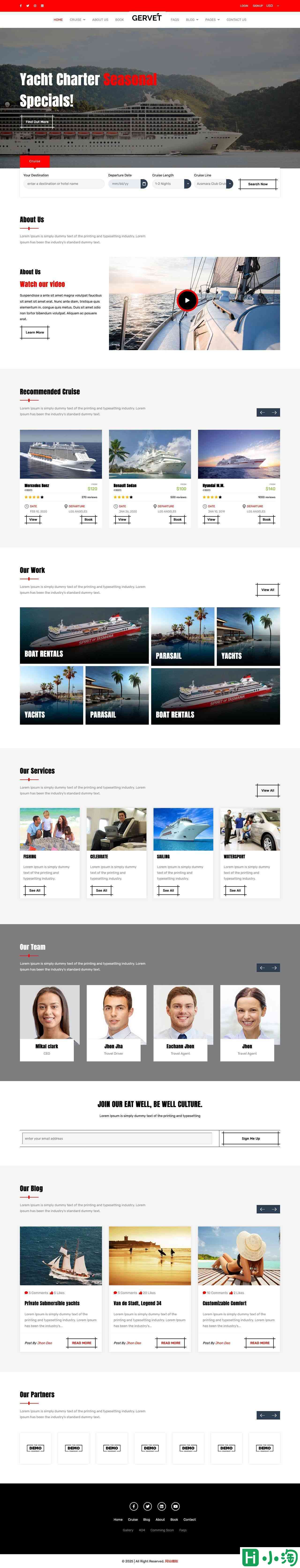 游艇租赁与游轮旅行服务网站模板-PC预览